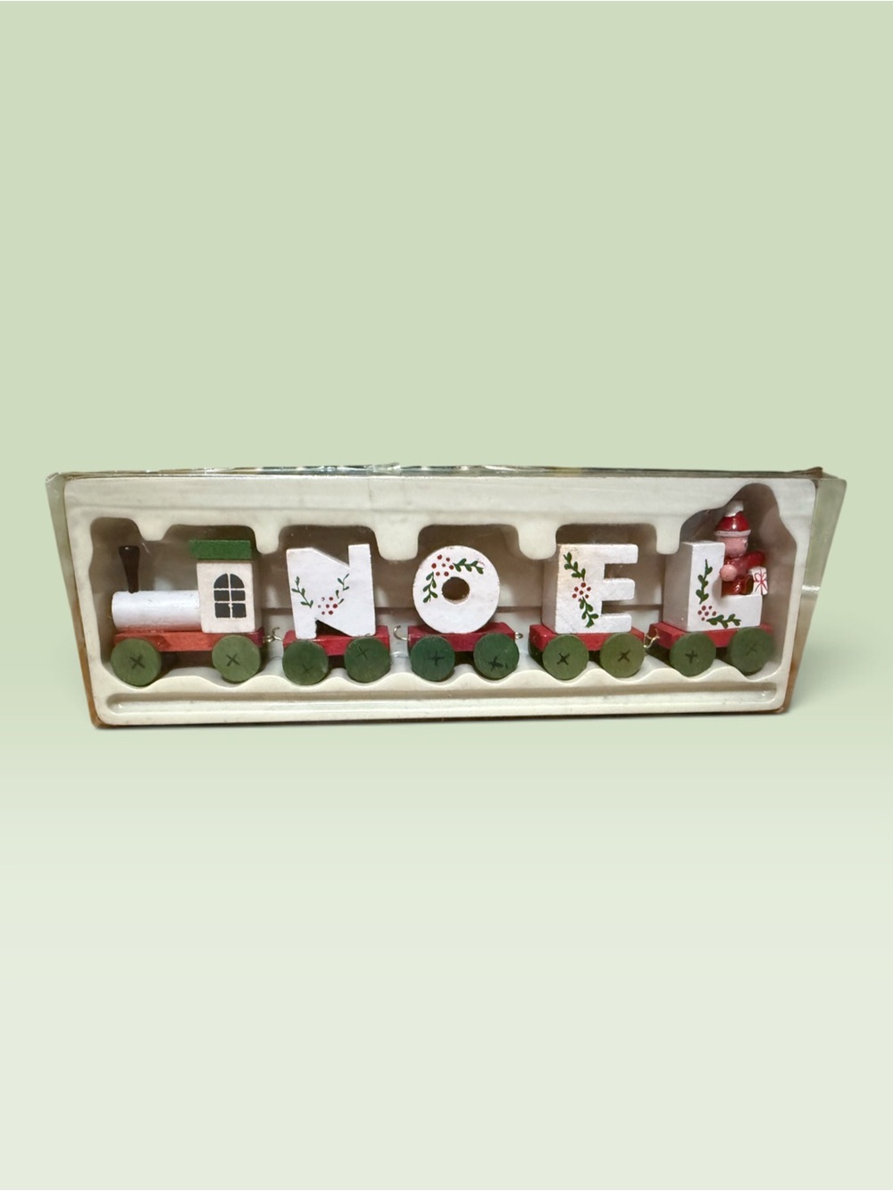 Vintage 1982 Giftco Wooden Noel Candle Train Christmas Decor Original Box